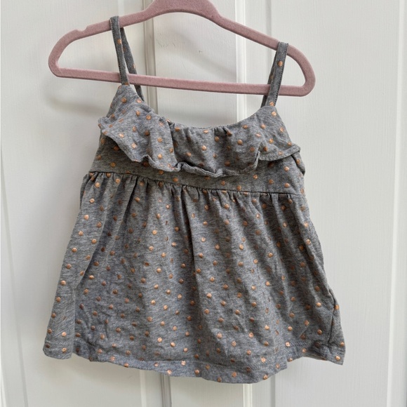 NWOT Baby GAP 3T Girls Gray Polka Dot Camisole Blouse with Ruffled Neckline - Picture 1 of 4